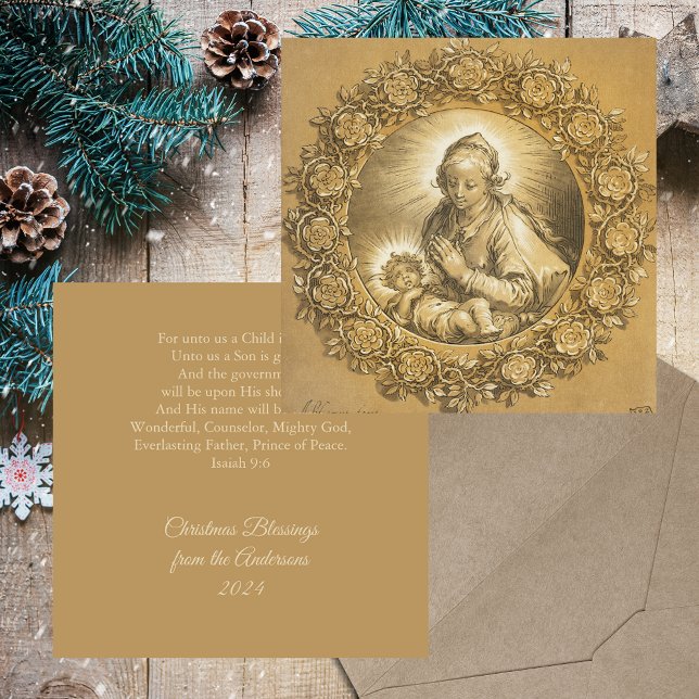 Cartes Pour Fêtes Annuelles Gold Religieux Christian Noël Nativité Scène (Gold Religious Christian Catholic Christmas Nativity Scene Without Photo Holiday Greetings Card)