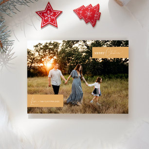Cartes Pour Fêtes Annuelles Gold Retro Boho Minimaliste Famille Nouvelles Phot
