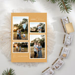 Cartes Pour Fêtes Annuelles Gold Retro Boho Minimaliste Quatre Photo Collage<br><div class="desc">Ce modèle de carte de vacances Gold Retro Boho Minimalist Four Photo Collage présente un décor doux et chaleureux d'or moutarde muet avec un élégant appariement de typographie simple et de script délicat offrant des Bonnes Fêtes de "Joyeux Noël". Ce charmant style minimaliste est une esthétique parfaitement polie pour que...</div>