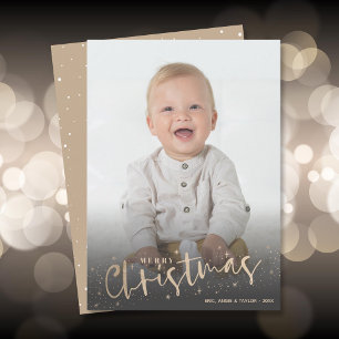 Cartes Pour Fêtes Annuelles Gold Script Joyeuse photo de Noël