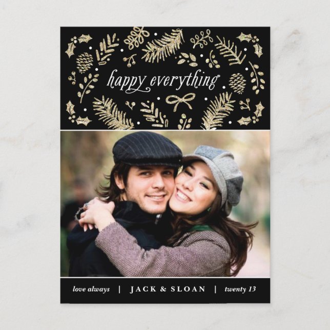 Cartes Pour Fêtes Annuelles Gold Seasonal Details Holiday Postcard (Devant)