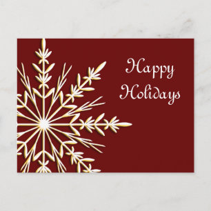 Cartes Pour Fêtes Annuelles Gold Snowflake sur Red Business Happy Holidays