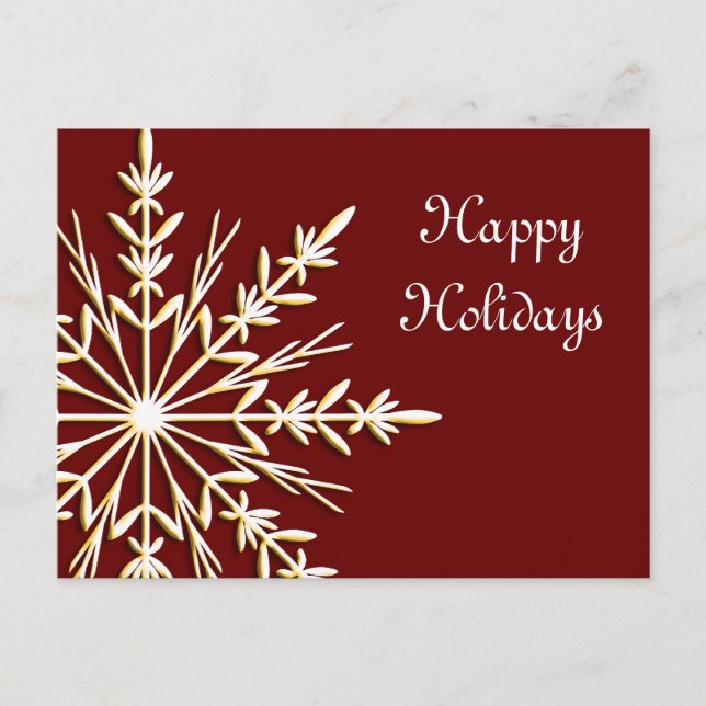 Cartes Pour Fêtes Annuelles Gold Snowflake sur Red Business Happy Holidays (Devant)