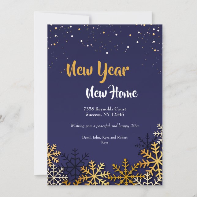 Cartes Pour Fêtes Annuelles Gold Snowflakes Holiday New Home Card (Devant)