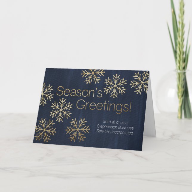 Cartes Pour Fêtes Annuelles Gold Snowflakes Saison de voeux Business Holiday (Devant)