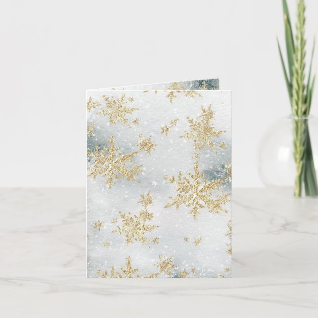 Cartes Pour Fêtes Annuelles Gold Snowflakes Snowy Winter Ice (Devant)