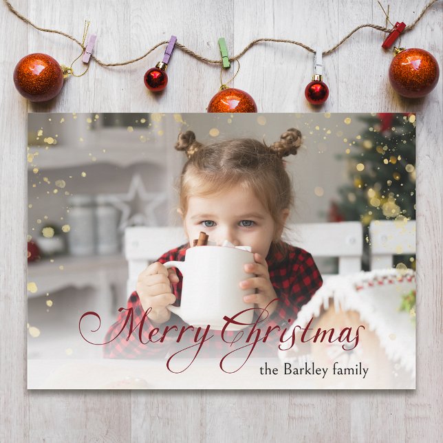 Cartes Pour Fêtes Annuelles Gold Sparkings Joyeux Noël Calligraphie Photo (Créateur téléchargé)