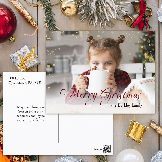 Cartes Pour Fêtes Annuelles Gold Sparkings Joyeux Noël Calligraphie Photo (Créateur téléchargé)