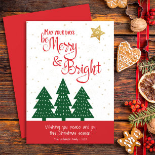 Cartes Pour Fêtes Annuelles Gold Star Green Tree Be Joyeux Script lumineux Sim