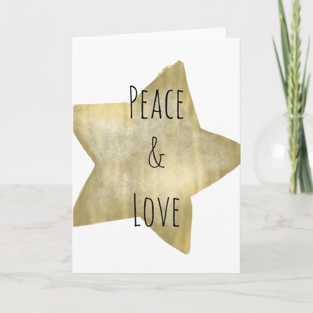 Cartes Pour Fêtes Annuelles Gold Star Peace Love (Devant)