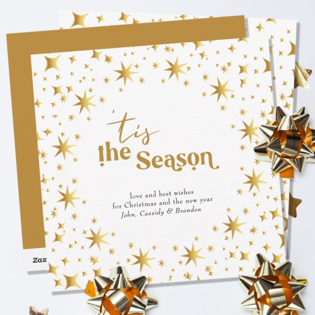 Cartes Pour Fêtes Annuelles Gold Stars Cette saison Simple Elégant (Créateur téléchargé)
