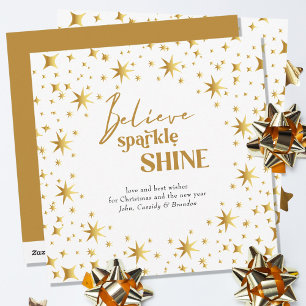Cartes Pour Fêtes Annuelles Gold Stars Croient Sparkle Shine Simple Élégant