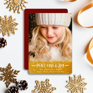 Cartes Pour Fêtes Annuelles Gold Stars Peace Love Joy Modern Script