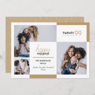 Cartes Pour Fêtes Annuelles Gold Trois photos Joyeuses fêtes