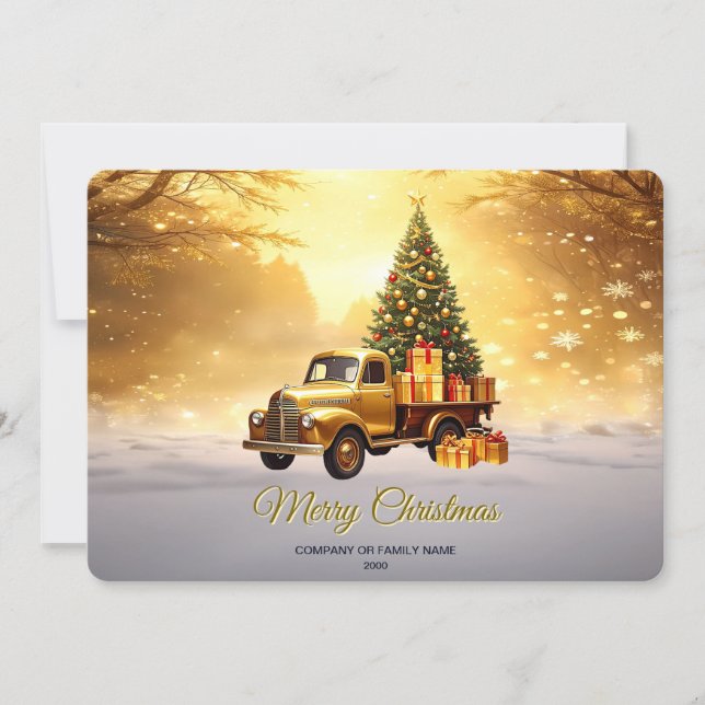 Cartes Pour Fêtes Annuelles Gold Truck Christmas Tree Holiday Card (Devant)