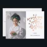 Cartes Pour Fêtes Annuelles Gold We Wish You a Merry Christmas Holiday Card<br><div class="desc">Nous vous souhaitons un joyeux Carte photo de Noël. Rouge et blanc. Belle typographie,  thème de noël. Noël religieux. calligraphie,  lettrage.</div>