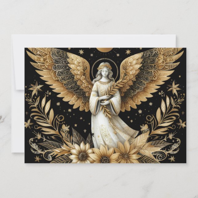 Cartes Pour Fêtes Annuelles Golden Angel Flat Holiday Card (Devant)