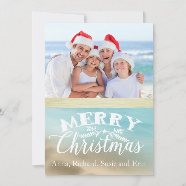 Cartes Pour Fêtes Annuelles Golden Beaches Tropical Photo Christmas Card (Devant)
