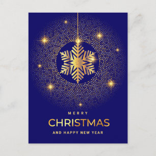 Cartes Pour Fêtes Annuelles Golden Blue Christmas Ornament Salutation d'entrep