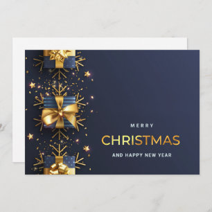 Cartes Pour Fêtes Annuelles Golden Blue Christmas Ornament Salutation d'entrep