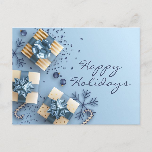 Cartes Pour Fêtes Annuelles Golden Blue Christmas Ornament Salutation d'entrep (Devant)