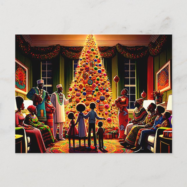 Cartes Pour Fêtes Annuelles Golden Christmas Glow : Le F de la famille afro-am (Devant)