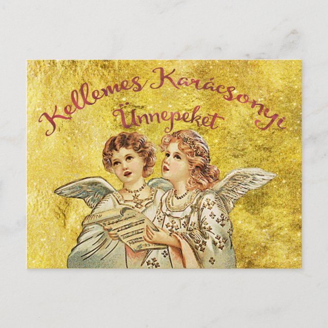 Cartes Pour Fêtes Annuelles Golden Christmas Hungarian Greetings (Devant)