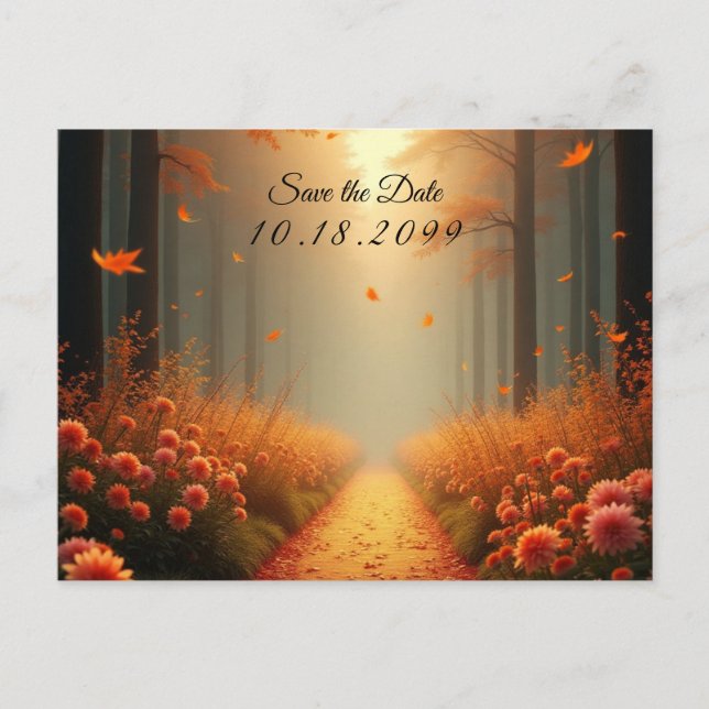 Cartes Pour Fêtes Annuelles Golden Ember Autumn Woodland Stroll (Devant)