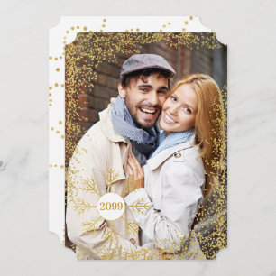 Cartes Pour Fêtes Annuelles Golden Faux Parties scintillant et flocon de neige