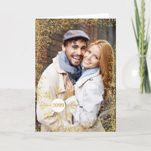 Cartes Pour Fêtes Annuelles Golden Faux Parties scintillant et flocon de neige