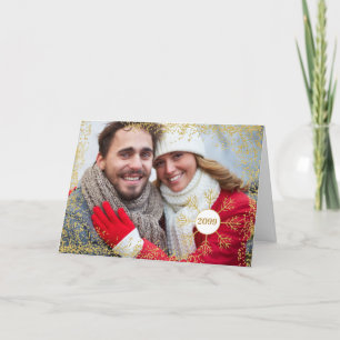 Cartes Pour Fêtes Annuelles Golden Faux Parties scintillant Feu de neige Noël 