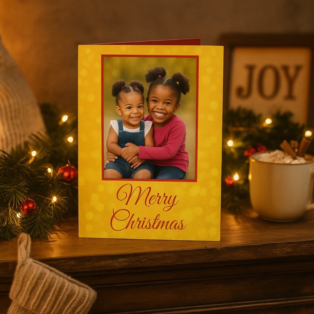Cartes Pour Fêtes Annuelles Golden Glow Joy Joyeux Noël Photo (Créateur téléchargé)