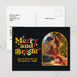 Cartes Pour Fêtes Annuelles Golden Glow Joyeux et Lumineux Noël Rétro