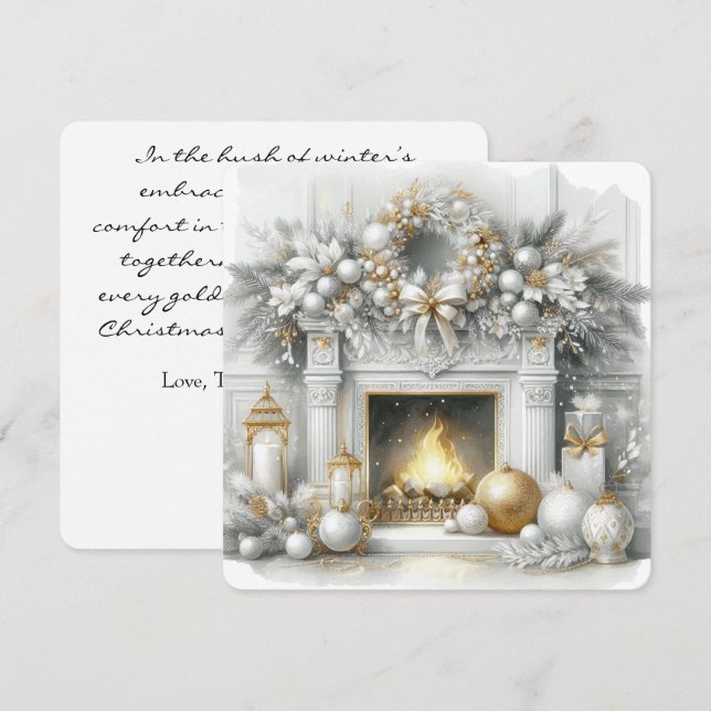 Cartes Pour Fêtes Annuelles Golden Hearth & Holiday Grace (Devant / Derrière)