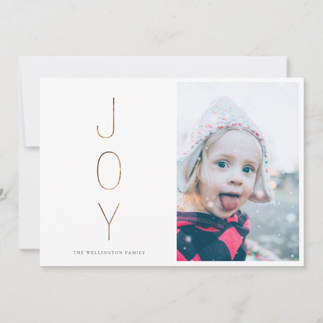 Cartes Pour Fêtes Annuelles Golden JOY Modern Photo Holiday Card (Devant)
