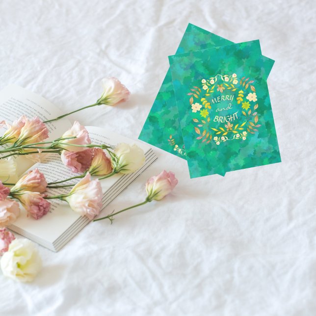 Cartes Pour Fêtes Annuelles GOLDEN MERRY ET BRIGHT personnalisé (Créateur téléchargé)