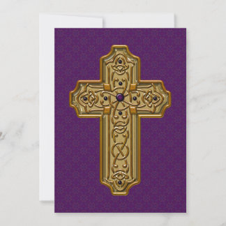 Cartes Pour Fêtes Annuelles Golden Metallic Cross Purple Decorative Background