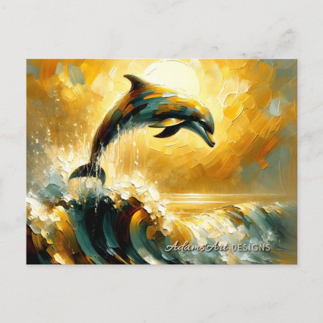 Cartes Pour Fêtes Annuelles Golden Ocean Dolphin Jump (Devant)