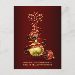 Cartes Pour Fêtes Annuelles Golden Red Christmas Ball Salutation d'entreprise