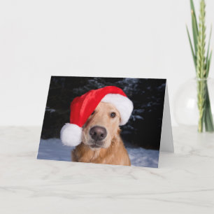 Cartes Pour Fêtes Annuelles Golden Retriever à Santa Hat