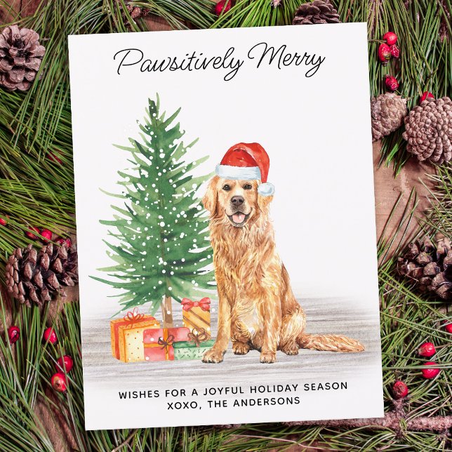 Cartes Pour Fêtes Annuelles Golden Retriever Amoureux des chiens Custom Joyeux (Créateur téléchargé)