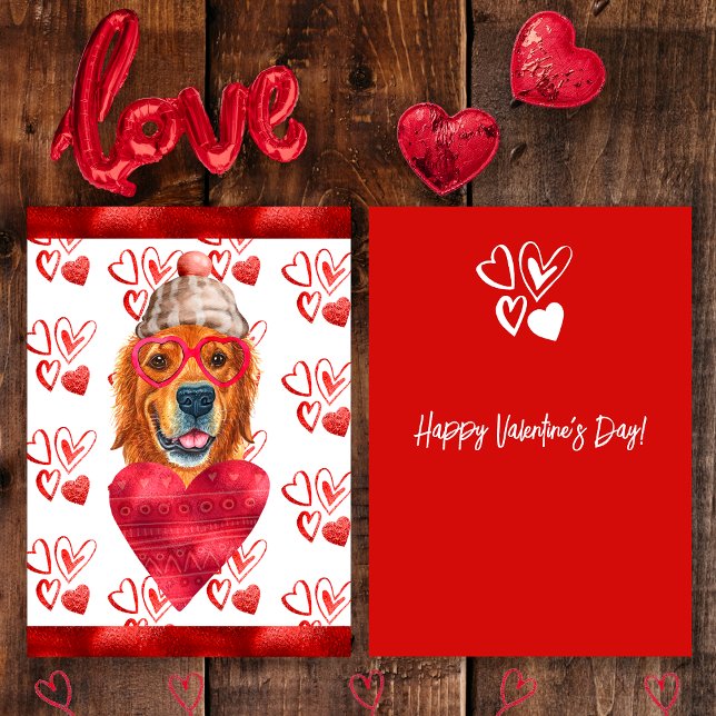 Cartes Pour Fêtes Annuelles Golden Retriever Amoureux des chiens Valentine Cad (Créateur téléchargé)