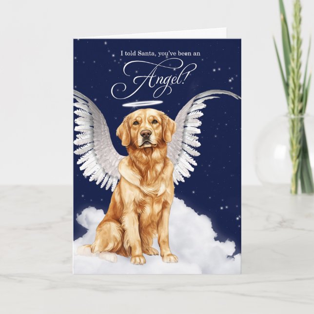 Cartes Pour Fêtes Annuelles Golden Retriever Angel Chien Noël (Devant)