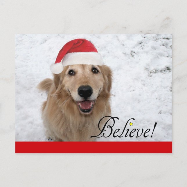 Cartes Pour Fêtes Annuelles Golden Retriever Believe Christmas (Devant)