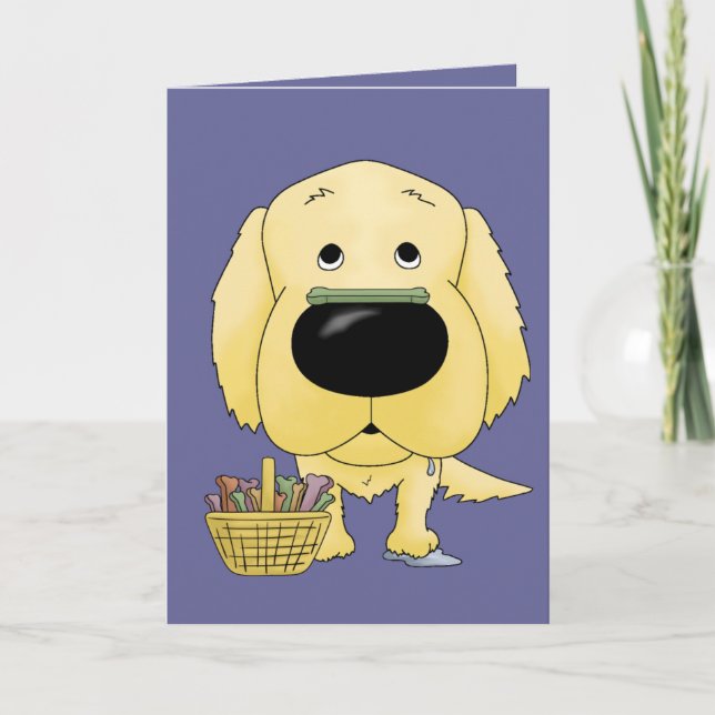 Cartes Pour Fêtes Annuelles Golden retriever - chasse à os de Pâques, (Devant)