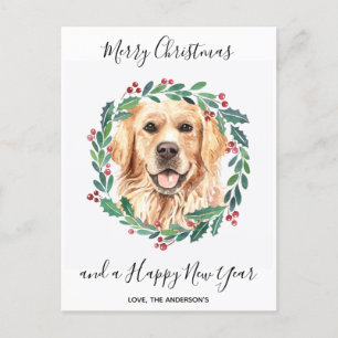 Cartes Pour Fêtes Annuelles Golden Retriever Chien Élégant Joyeux Noël