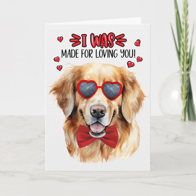 Cartes Pour Fêtes Annuelles Golden Retriever Chien fait pour vous aimer Valent (Devant)