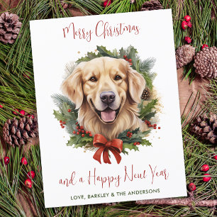 Cartes Pour Fêtes Annuelles Golden Retriever Chien tendance Joyeux Noël