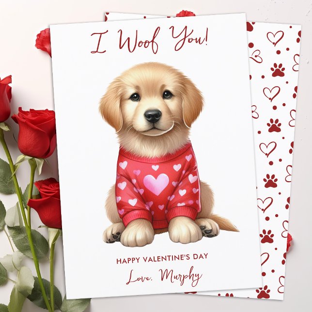 Cartes Pour Fêtes Annuelles Golden Retriever Chien Valentines personnalisées J (Créateur téléchargé)