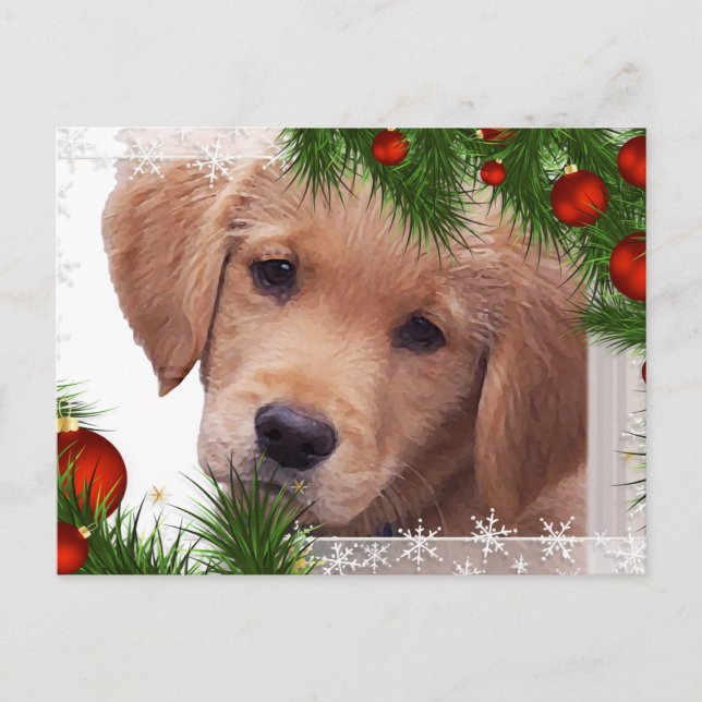 Cartes Pour Fêtes Annuelles Golden Retriever Christmas Card - Puppy Cute Dog (Devant)